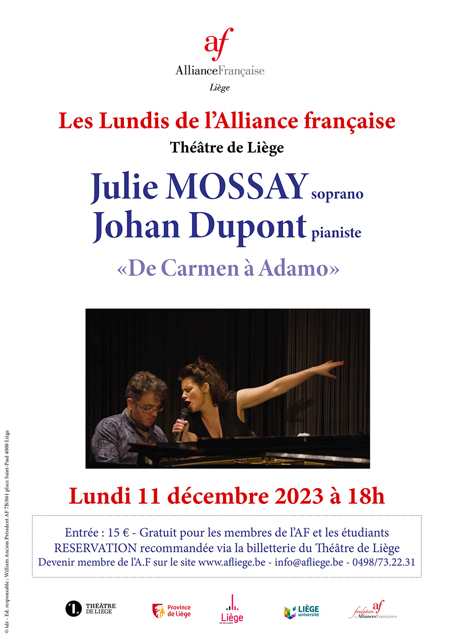 11 décembre 2023 Julie MOSSAY & Johan DUPONT Théâtre de Liège 18h