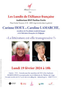 19 février 2024 Soirée littéraire Auditorium BNP Paribas 18H