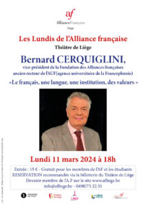 11 mars 2024 Bernard Cerquiglini Théâtre de Liège